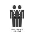 Best Friends High Five Glyph Vector Icon.