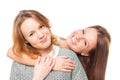 Best friends hugging isolated Royalty Free Stock Photo