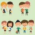 Best friends kids vector set