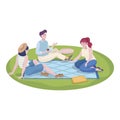 Best friends spending time together at summer picnic, summer weekends vector flat illustration.