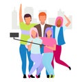 Best friends taking selfie flat vector illustration Royalty Free Stock Photo