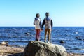 Best friends in the world, closeness and feelings are bound by holding hands and looking into the distant distance Royalty Free Stock Photo