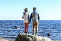 Best friends in the world, closeness and feelings are bound by holding hands and looking into the distant distance Royalty Free Stock Photo