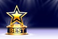 Best golden cup star winner, Stage Podium Scene with for Award Ceremony on Night Background.