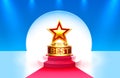 Best golden cup star winner, Stage Podium Scene with for Award Ceremony on Night Background.