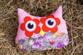 The best handmade gift owl pillow patchwork