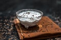 Best home remedy for constipation i.e. Raw yogurt with some cumin or cumin powder in it.All the ingredients on wooden surface. Royalty Free Stock Photo