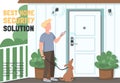 Best home security solution banner flat vector template