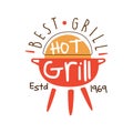 Best hot grill estd 1969 logo template hand drawn colorful vector Illustration