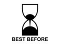 Best before, hourglass pictogram isolated on white background. The term expires. Product shelf life. Design for banners, marketing Royalty Free Stock Photo