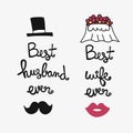 Best husband and wife ever word lettering vector illustration