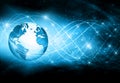 Best Internet Concept of global business. Globe, glowing lines on technological background. Electronics, Wi-Fi, rays