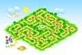 Best labyrinths. Help the children find the eggs. Easter maze. Logic puzzle game. Kids activity sheet. Brain teaser book. Royalty Free Stock Photo