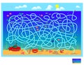 Best labyrinths. Help the submarine find the way to the surface of sea. Logic puzzle game for children and adults. Maze for kids Royalty Free Stock Photo