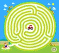 Best labyrinths. Help the worker find the way to his tractor. Logic puzzle game. Kids activity sheet. Brain teaser book with maze Royalty Free Stock Photo