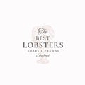 The Best Lobsters, Crabs and Prawns Abstract Vector Sign, Symbol or Logo Template. Elegant Crayfish Sillhouette with