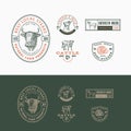 Best Local Cattle Farm Retro Framed Badges or Logo Templates Collection. Hand Drawn Beef Steak and Cows Animals Sketches
