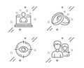 Best manager, Wedding rings and Eye target icons set. Teamwork sign. Best developer, Love, Optometry. Vector