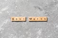 Best March word written on wood block. best March text on table, concept