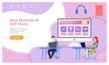 Best methods of self study concept. People working with online courses, educational program website