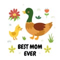 Best mom ever print with a cute mother duck and her baby duckling