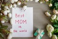 Gifts and greetings for mother`s day. Best mom in the world