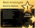 Best monthly employee business diploma recognition award vector template