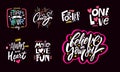 Best motivation phrases set. Hand drawn colorful modern lettering.