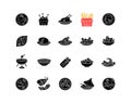 Best national dish black glyph icons set on white space