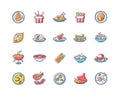 Best national dish RGB color icons set