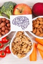Best natural food for brain health and good memory, healthy eating concept Royalty Free Stock Photo