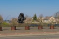 The Mole a bronze statue by Tom Claassen on the roof of a railway tunnel,