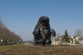 The Mole a bronze statue by Tom Claassen on the roof of a railway tunnel,