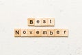 best november word written on wood block. best november text on table, concept Royalty Free Stock Photo