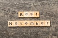 best november word written on wood block. best november text on table, concept Royalty Free Stock Photo