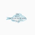 The Best Ocean Dorado Abstract Vector Sign, Symbol or Logo Template. Elegant Dorada Fish Drawing Sketch with Classy