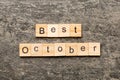 best october word written on wood block. best october text on table, concept Royalty Free Stock Photo