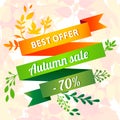 Best offer autumn sale concept background, cartoon style Royalty Free Stock Photo