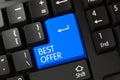 Best Offer CloseUp of Blue Keyboard Button. 3D. Royalty Free Stock Photo