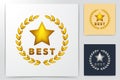 The best offer. Golden laurel wreath label with crown and stars, royal luxury award for best business logo Ideas. Inspiration logo Royalty Free Stock Photo