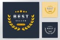 The best offer. Golden laurel wreath label with crown and stars, royal luxury award for best business logo Ideas. Inspiration logo Royalty Free Stock Photo