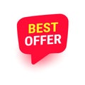Best offer label. Sale Discount Banner. Discount offer price tag. Special sale red message bubble. Vector Illustration Royalty Free Stock Photo