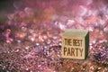 The best party text with heart bokeh light