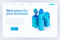 Best place for your business. Business center office rent illustration concept. real estate company landing page