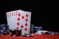 The best poker hand, royal flush with stuck of chips Royalty Free Stock Photo