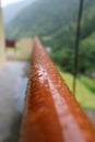 Best Potrait Shot Red Steel Bar Water Droplets