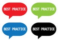 BEST PRACTICE text, on rectangle speech bubble sign. Royalty Free Stock Photo