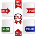 Best price, best offer and sale ribbons set Royalty Free Stock Photo