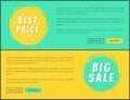 Best Price Big Sale Web Posters with Buttons Set Royalty Free Stock Photo