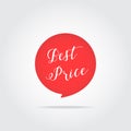 Best price label. Handdrawn lettering, red color, isolated on white.